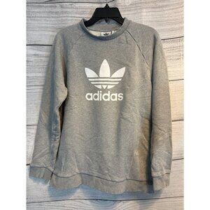 Adidas Mens Gray Trefoil Logo Crewneck Sweatshirt Size M